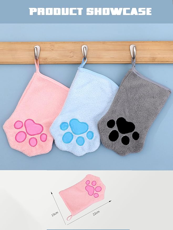 Paw Bathing Towel for Cats, Machine Washable and Reusable Pet Grooming Towels, Make Cleaning Paws Easy and Stress-Free, Gentle Cleansing & Soft, Comfortable for Daily Care & Travel (Gray)