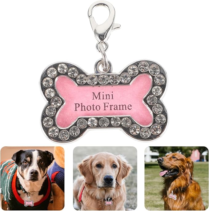 VOSAREA 2pcs Cute Pet Dog Id Tags Bone-Shaped with Pet Information Decorative Name Tags for Collars Pink Lightweight Supplies for Puppies and Cats