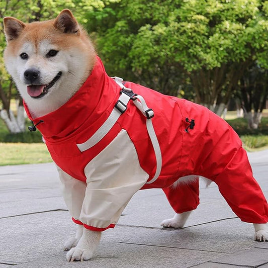 Large Dog Raincoat,Waterproof Poncho with Hood,Breathable Rain Jacket for Medium Dog - for Daily Walking Training Travel Shopping Camping Adventure