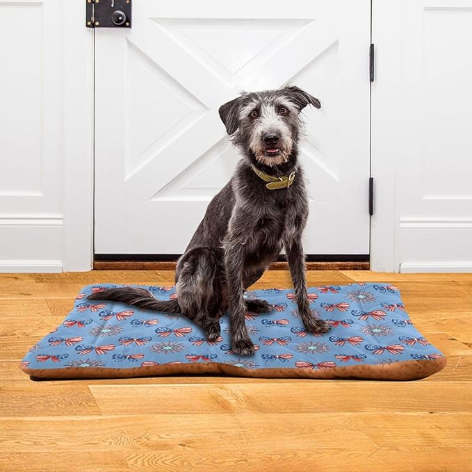 Dog Bed for Crate Washable Pet Sleep Pad, Bows Print Kennel Mat with Non-Slip Bottom, Soft Fluffy Supplies Pet for Dogs and Cats (36x24 inch)