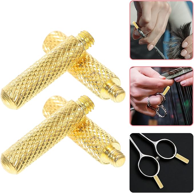 Beaupretty 4pcs Pet Hair Scissors Tail Nails Decorative Scissor Parts with Finger Rest for Grooming Clippers Accessories, Gold 2.5mm Straight Handle, Professional Pet Hairdressing Tools