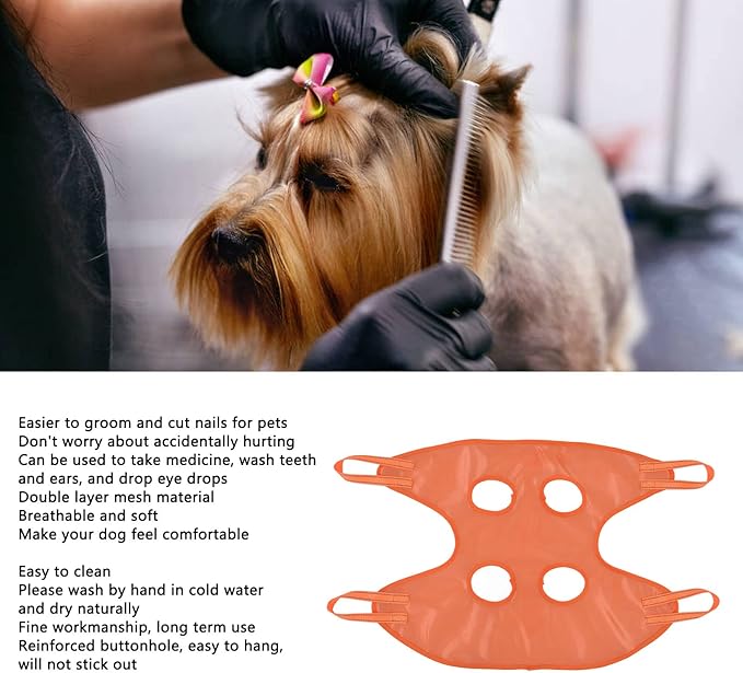 Dog Grooming Sling Cat Grooming Harness Pet Nail Trimming Helper Dog Nail Trimming Sling Dog Grooming Sling Breathable Soft Washable Pet Restraint Hammock for Small Medium Cat