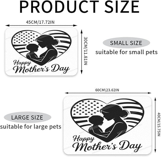 Non Slip Mat for Dog Pet Cat Dog Food Mats Happy Mother's Day Floral Gift for Mom Ik Water Bowl Mat Quick Dry Absorbent Cat Feeding Mats 24x16In