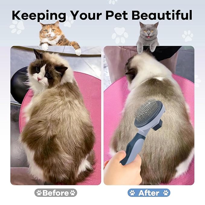 Cat Grooming Brush | Stainless Steel Portable Shedding Comb,Cat Dematting Comb,for Dogs Indoor Outdoor Home Bath Shower Apartment Washing Cleaning