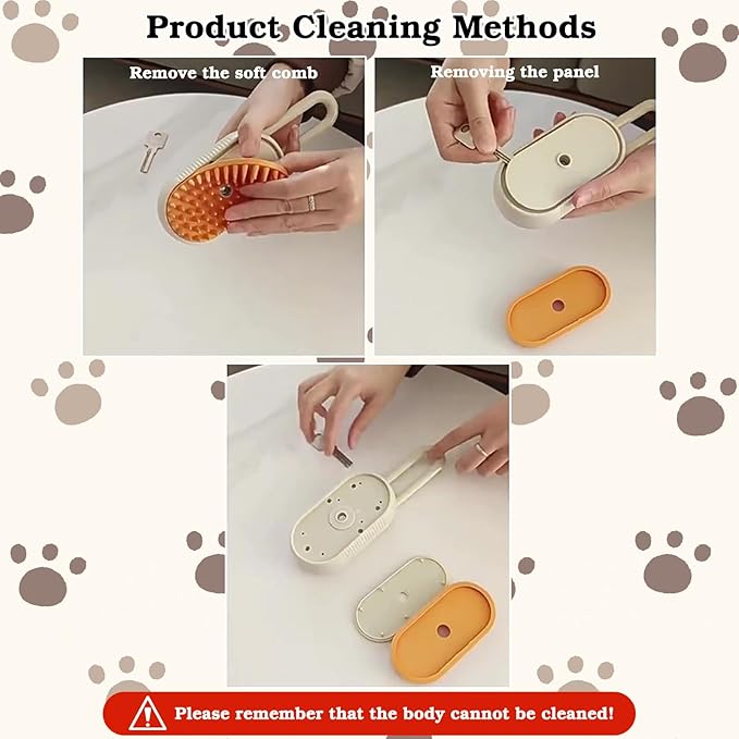 2 Pcs Pet Spray Massage Brush, Cat Hair Steam Brush for Shedding,Cleaning Pet Brush for Massage and Bathing with One Click Spray,Silicone Grooming Spray Comb with 360° Rotating Arm