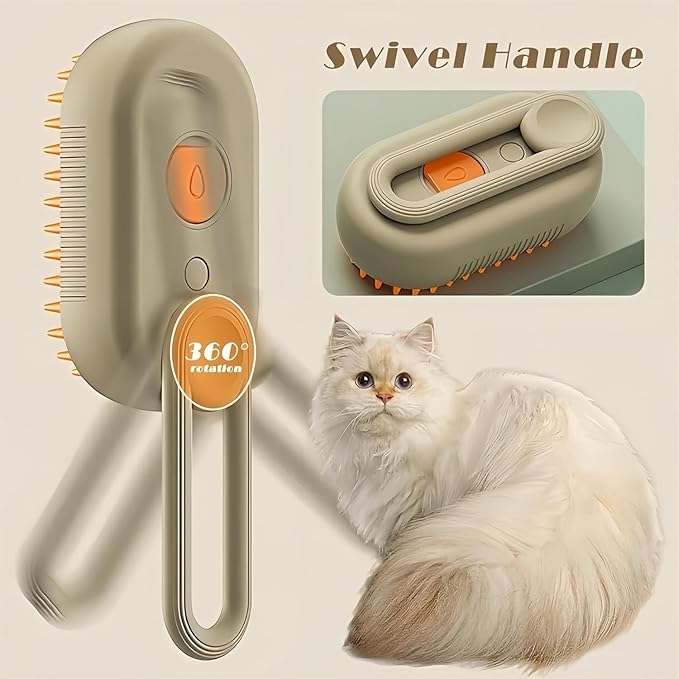 Cloud Care Cat Brush, Cloud Care Brush, Celery Pets Steam Brush, 3 in 1 Water Dog Brush with Handle, 3 in 1 Multifunctional Silicone Massager Brushes - Beige