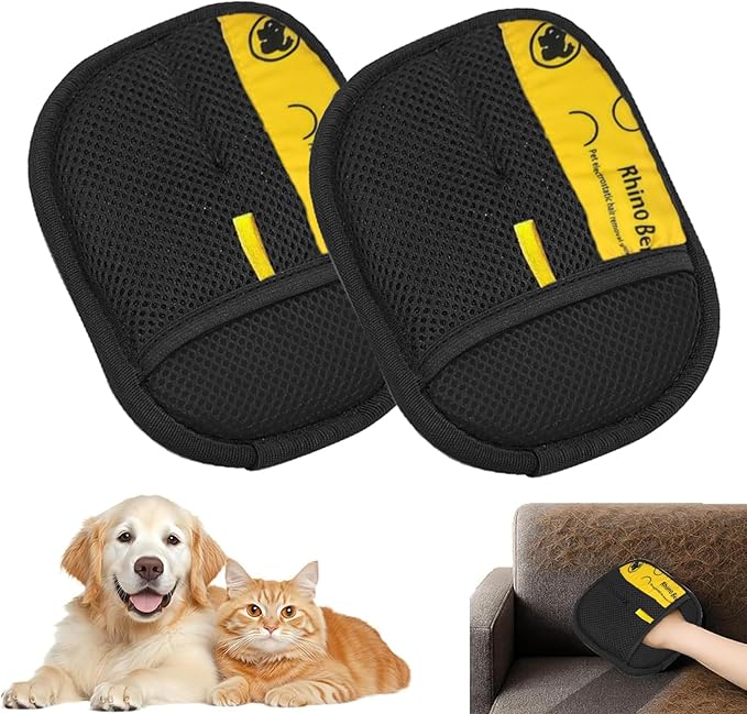 Cat Hair Remover Glove 24x18x2cm, Double-Sided Grooming Mitt, Reusable Shedding Tool for Dogs, Cats, Sofa, Bed Sheets, Clothing, Home Cleaning