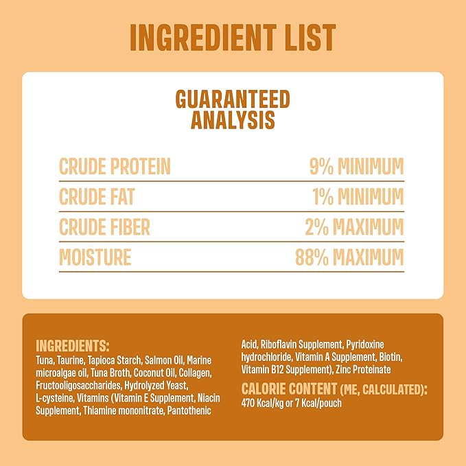 Skin & Coat for Cats ā Functional Creamy Snack with Salmon Oil, Algae Oil, Zinc, Collagen & Biotin ā Supports Skin and Fur Health ā 30 x 0.53 oz Sachets ā with Real Tuna