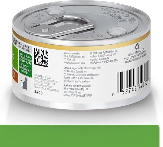 Hill's Prescription Diet Metabolic Weight Management Vegetables & Chicken Stew Wet Cat Food, Veterinary Diet, 2.9 oz. Cans, 24-Pack