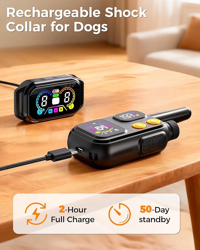 2-in-1 Dog Shock & Bark Collar with Remote – 4500FT Anti-Barking E Collars for Dog Training, IP67 Waterproof for Small Medium Large Breed (8-120Lbs)