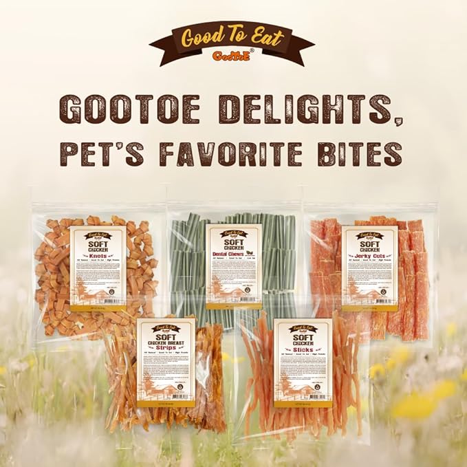 Gootoe Soft Dog Treats, Chicken Jerky - Dog Training Treats; High-Protein, Gluten-Free, Soft Jerky for Dogs, Hypoallergenic, Grain-Free, Knots, 1 lb