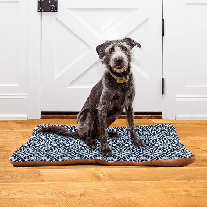 Dog Bed for Crate Washable Pet Sleep Pad, Floral Motif Kennel Mat with Non-Slip Bottom, Soft Fluffy Supplies Pet for Dogs and Cats (24x18 inch)
