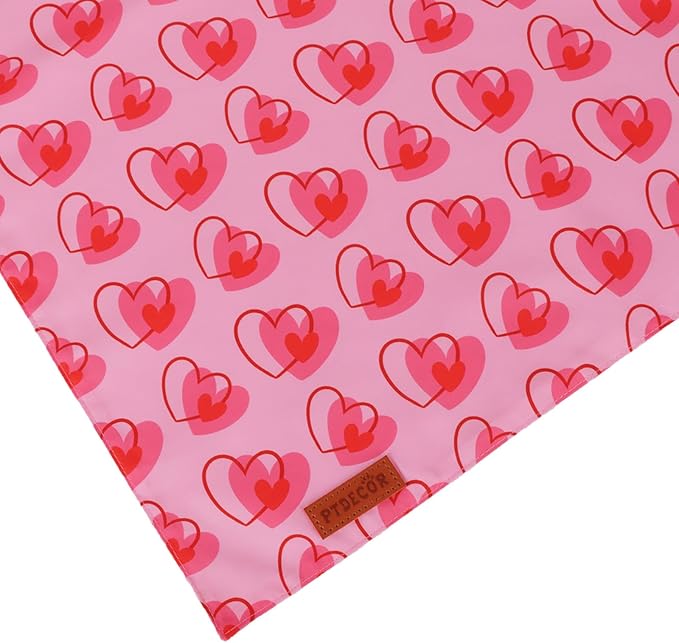 PTDECOR Valentine Dog Bandana, Reversible Heart Print Valentine Pet Scarf, Premium Durable Fabric, Pink Bandanas for Small Dogs Pets (Small)