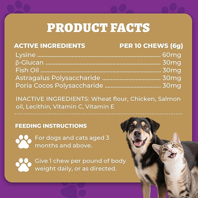 13.05 oz Wellix Allergy Treats for Dogs & Cats - Cat & Dog Allergy & Immune Support - Cat Allergy Relief, Dog Itch Relief - for Small, Medium, Large Dogs&Cats - Kitten Treat, Puppy Treat