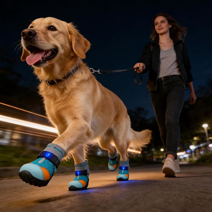 Luminous Cat Shoes | Breathable Non-Slip Pet Supplies | Bright Boots with Lights for Cats for Training and Safety on Night Walks on Hot Asphalt