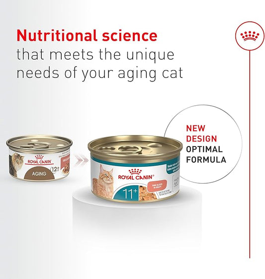 Royal Canin Feline Health Nutrition Aging 11+ Wet Cat Food for Seniors, Thin Slices in Gravy for Cats Over 11 Years, Supports Optimal Health & Vitality, 3 oz can, case of 12
