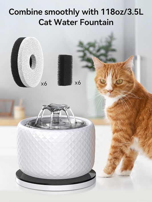 118oz/3.5L Smart Cat Water Fountain with App Control, Kitty spout cat Water Fountain, Ultra Quiet Pet Water Fountain for Cat Indoor, 2.4GHz Wi-Fi (Filters)