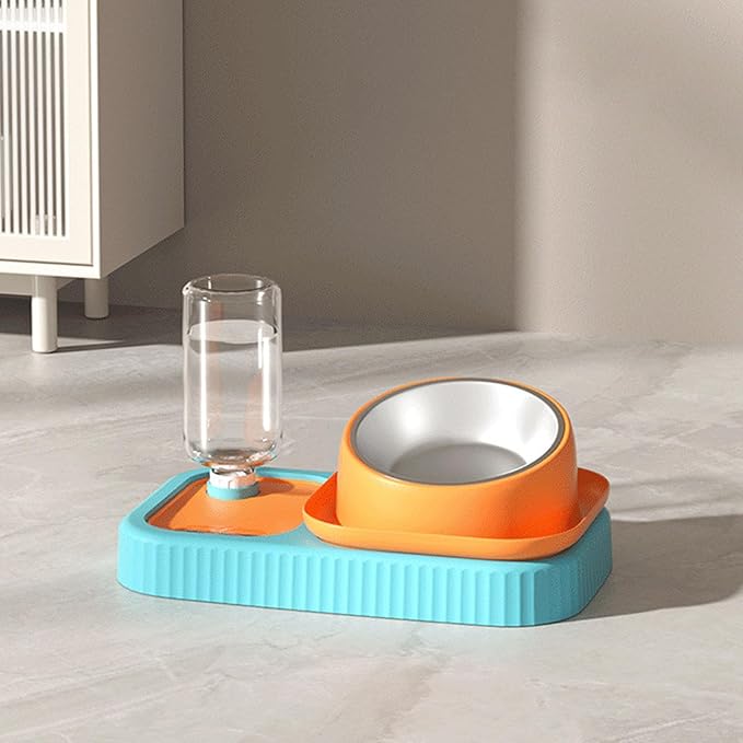 3 in 1 Dog Cat Bowls, Easy to Clean Slow Feeder Bowls, Stainless Steel Food Bowl, Portable Water Dispenser, Multifunctional Pet Feeding Supplies for Indoor Daily Use