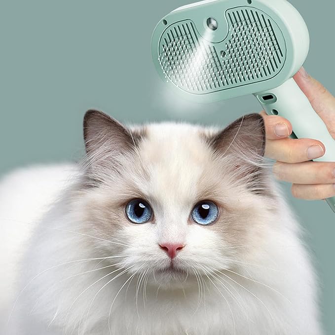 Dog Brush - 11.5x7x20cm Cat Steam Brush | Spritz Defur Comb | USB Rechargeable Cat Steaming Brushes | Self Cleaning Gentle Massage Spray Cleaning For Small Medium Animals With Release Button