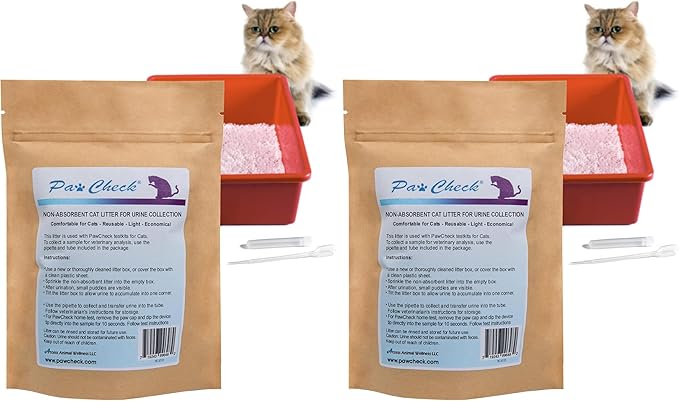 Cat Litter for Urine Collection - Reusable and Non-Absorbent Cat Urine Collection Home Kit Intended to Monitor Cat Health (Pack of 2)