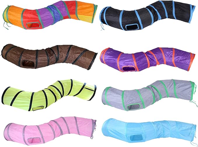 Cat Tunnel for Indoor Cats Interactive, Rabbit Tunnel Toys, Pet Toys Play Tunnels for Cats Kittens Rabbits Puppies Crinkle Pop Up Yellow 47" Shape S