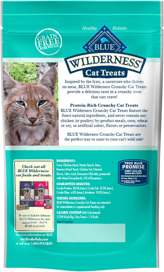 Blue Buffalo Wilderness High Protein Crunchy Cat Treats, Made with Natural Ingredients, Tasty Trout, 2-oz Bag (Pack of 12)