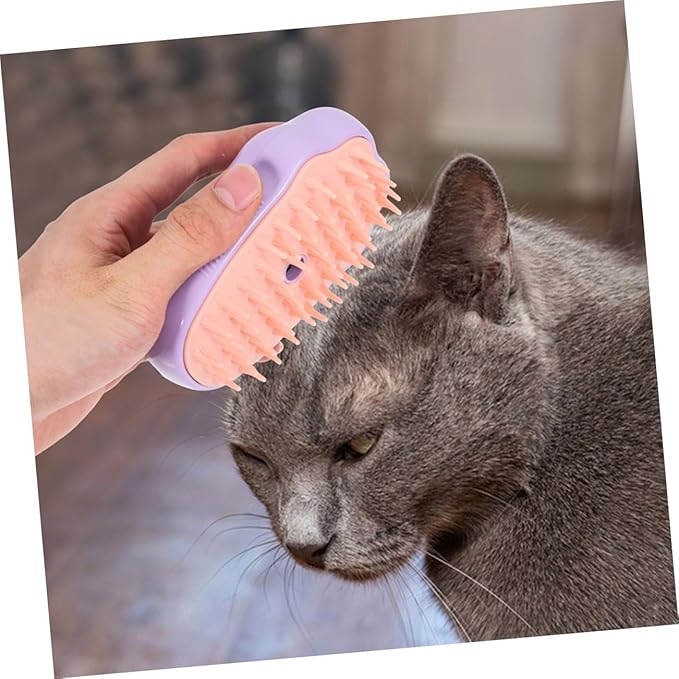 HEMOTON 2pcs Pet Steam Brush for Cats Dogs Self-cleaning Grooming Tool Massage Function Material Bath Brush for Travel Everyday Use