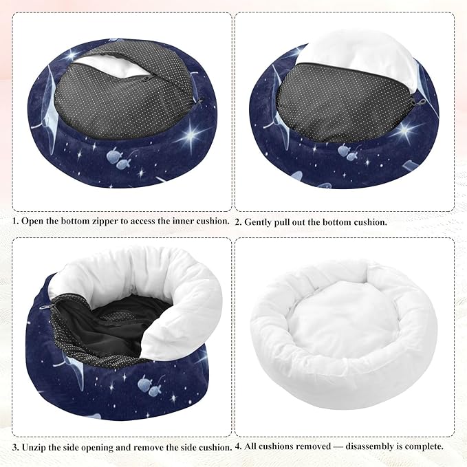 Pet Cat Beds Warm & Soft fluffier Puppy Beds for Small Size Pets Supplies Night Ocean Whale