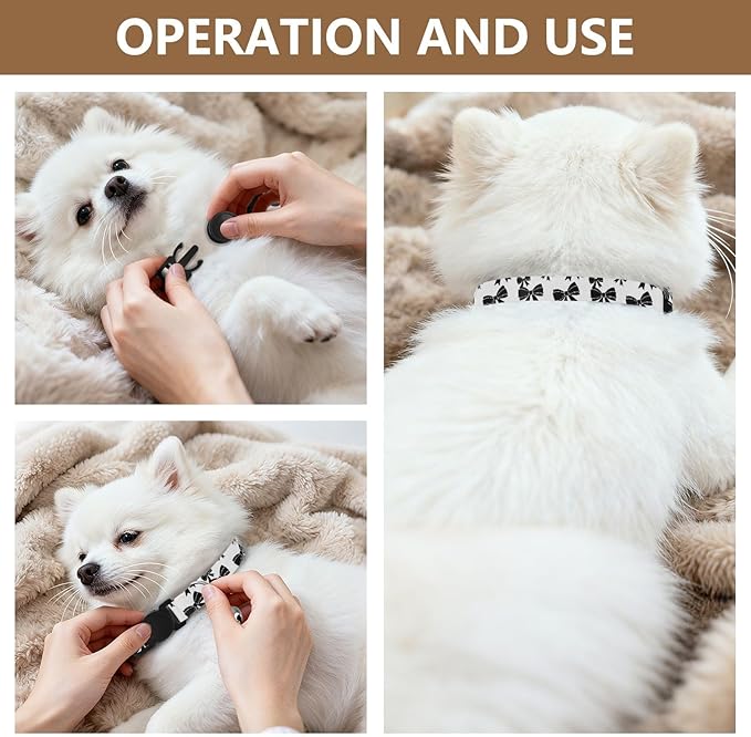 Dog Collar Bows Ribbons Pattern Dog Collars Puppy Collar Cat Pet Collar with Adjustable Buckle for Dogs Cats Pets Supplies 2 Pack