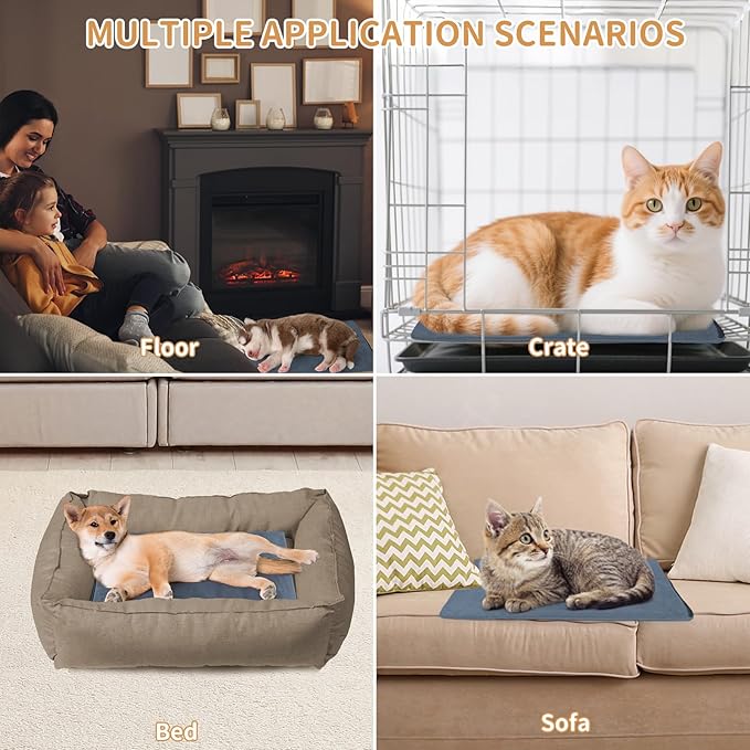 Pet Heating Pad for Cats and Dogs - Electric Warming Mat with Timer & Temperature Setting, Waterproof Cover, Auto Shut-Off - Safe Indoor Bed Warmer, 20 x 16 Inch