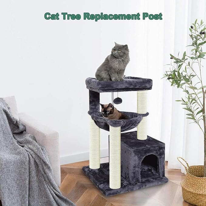 4 PCS Cat Scratching Post Replacement, 15.7in M8 Sisal Cat Tree Replacement Posts with Screws, Natural Sisal Refill Poles for Indoor Cat Tree Repair