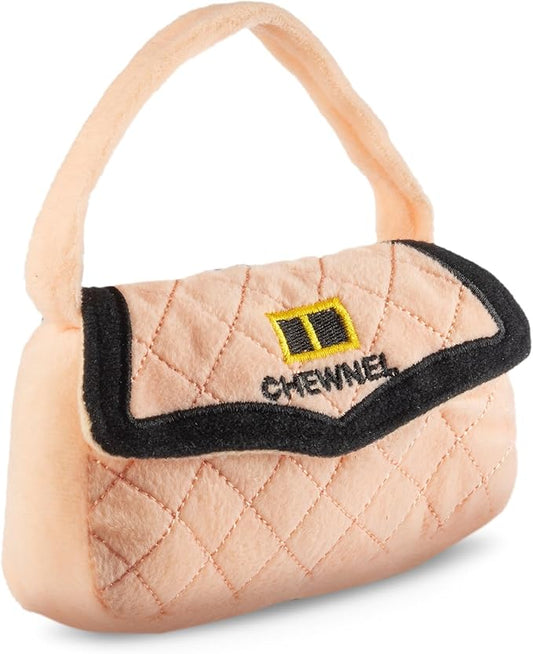 Dog Diggin Designs Chewnel Plush Dog Toy Purse | Luxury-Inspired Parody Designer Handbag with Squeaker, Soft Plush Fashion Dog Toy – Haute Couture Purses & Handbags