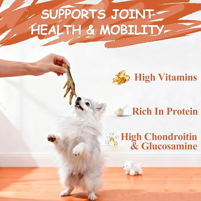 Dehydrated Chicken Feet Dog Chews - High Protein All Natural Single Ingredient Dog Treats Nail-Free No Additives Healthy Dog Snacks