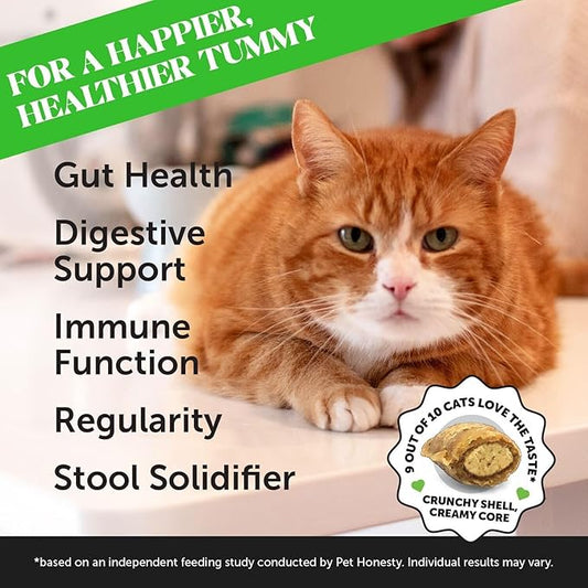 Cat Probiotics Gut + Immune Health Chews β Crunchy & Creamy Cat Treats for Digestive Health, Gut Flora & Constipation Relief β Supports Immunity, Regularity, & Healthy Digestion, 30-Day Supply Chicken