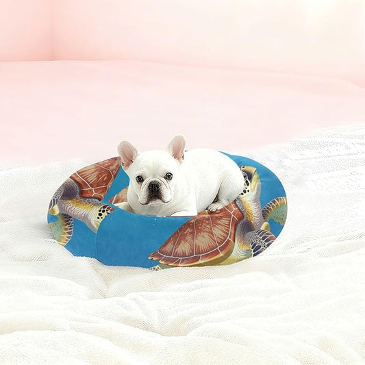 Pet Dog Bed Warm & Cozy fluffier Calming Bed for Extra Small Size Pets Supplies Sea Turtle Underwater