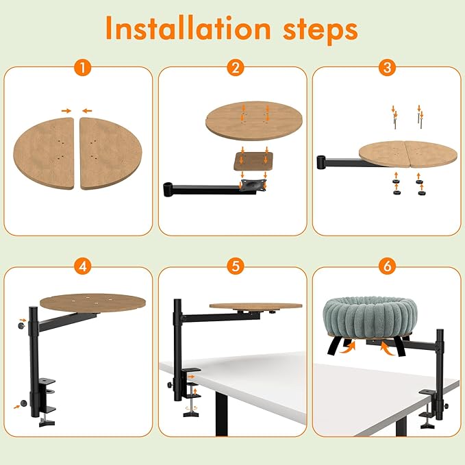 XiaZ Cat Desk Bed Elevated Cat Desk Perch Rotating & Adjustable Desk Mounted Nest, Perfect Cats Table Beds for Working from Home/Office, Dual Mounting Options Desk Top/Under Desk