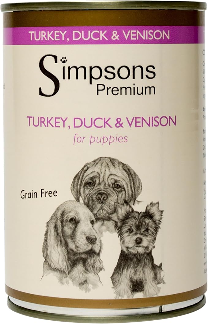 Simpsons Puppy Food Tins Turkey & Venison Casserole Grain Free 6 x 400g