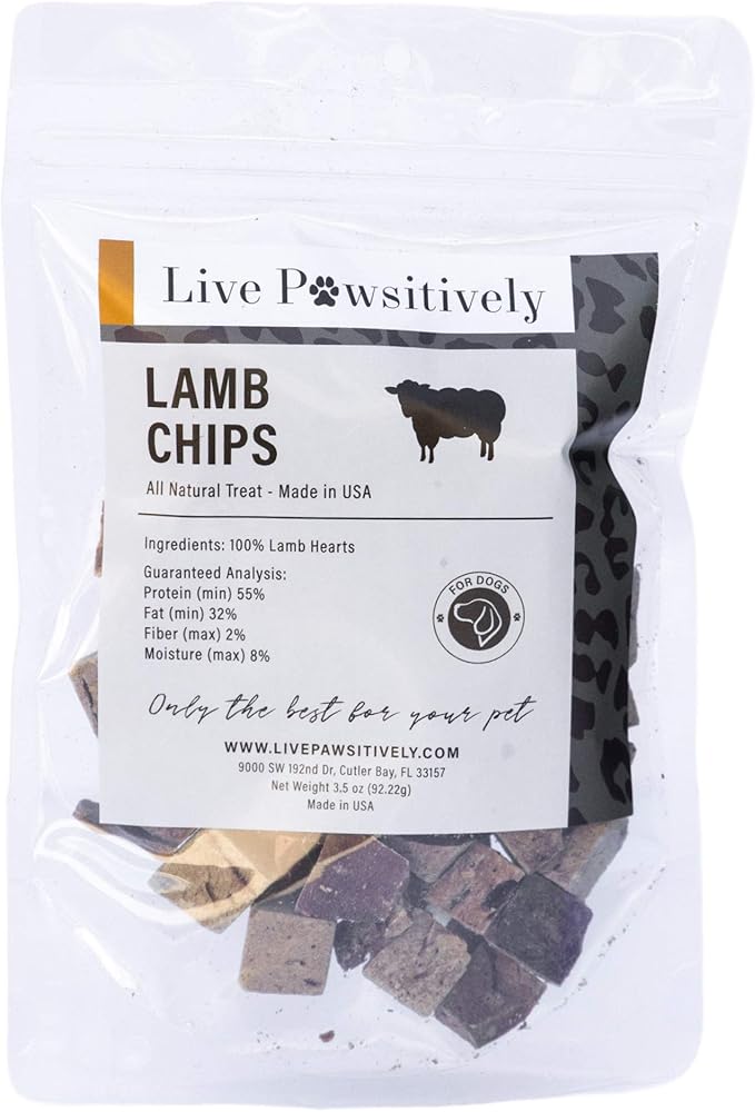 All-Natural Treat for Dogs & Cats, Single Ingredient, Picky Eaters, Grain & Gluten Free, Freeze Dried Lamb Hearts, No Preservatives, Made in USA