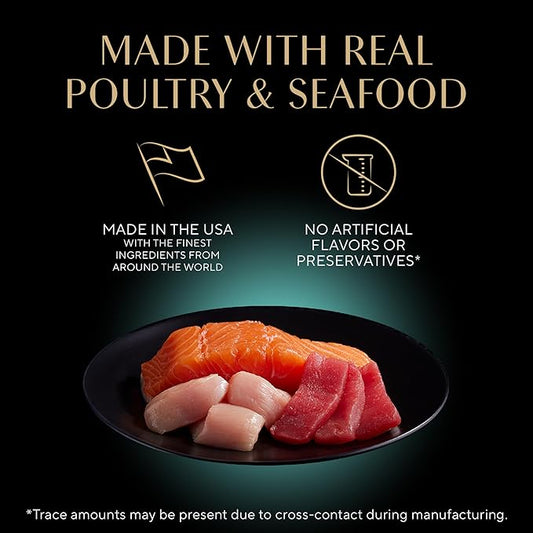 Sheba Perfect Portions Wet Cat Food Cuts in Gravy, Roasted Chicken Entree, Tender Turkey Entree, with Sustainable Salmon, and with Sustainable Tuna, 2.6 oz. Twin-Pack Trays (48 Count, 96 Servings)