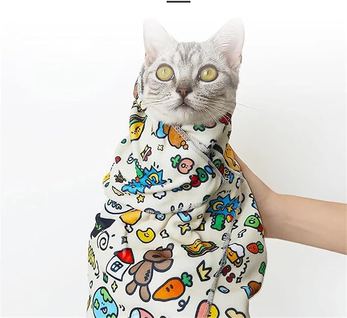 Self-Adherent Cat Grooming Wrap - Bite, Scratch, Escape Swaddle for Nail Clipping & Medicine Administration(Multi-Colored)