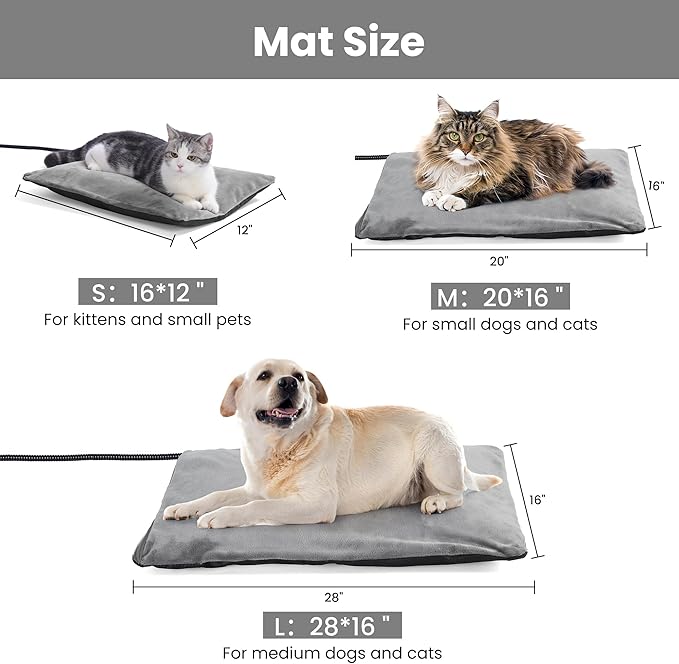 Outdoor Heating Pad for Dog,Heating Pet Bed for Small, Medium, Large and Dogs/Cats - Auto Temperature Control Outdoor Heated Pet Pad. (XL -28 x 16 inch)