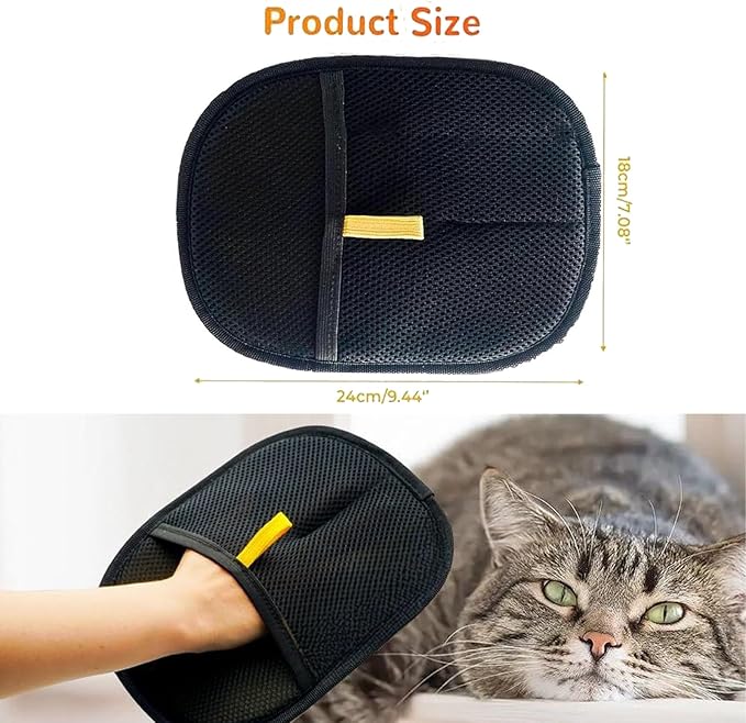 Pet Hair Remover Electrostatic Gloves, Pet Hair Remover Glove, Reusable Cat & Dog Grooming Mitten, Animal Fur Removal Tool for Couch, Furniture, Carpet, Car Seat (2PCS)