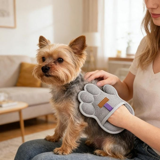 Pet Hair Removal Glove, Reusable Washable Scrubber, Static Hair Removal Mitt for Cats and Dogs, Soft Rubber Massage Bristles, Grooming Tool for Long and Short Coats, Versatile Glove for Carpets