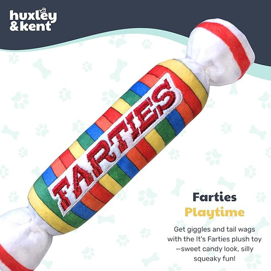 Huxley & Kent Funny Dog Toy w/Squeaker β Power Plush Squeaky Dog Toys for Small, Medium & Large Dogs β Soft Stuffed Animal for Indoor Play & Fetch - Farties, Large