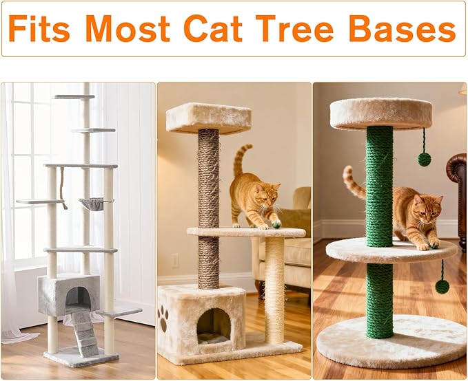 4 Pack Cat Scratching Post Replacement, 11.8 x 2.7 Inch Sisal Poles with M8 Screws, Refill Parts for Indoor Cat Towers and Furniture Repair-Green