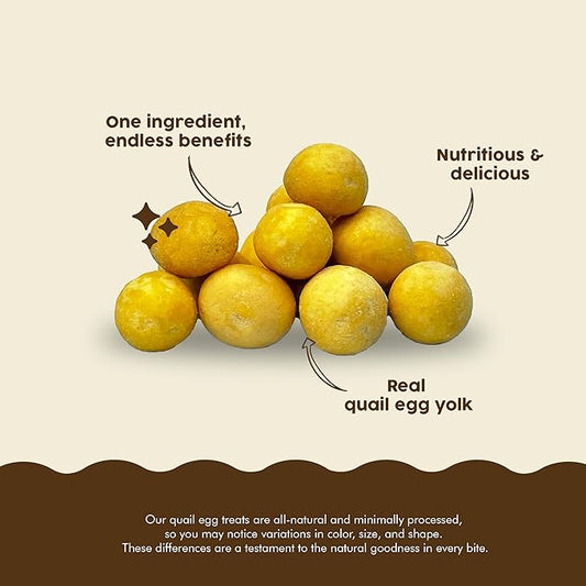 Benji & Louie Freeze Dried Quail Egg Yolk for Dog and Cats, Dogs and Cats Treat, Single Ingredient, 3 oz