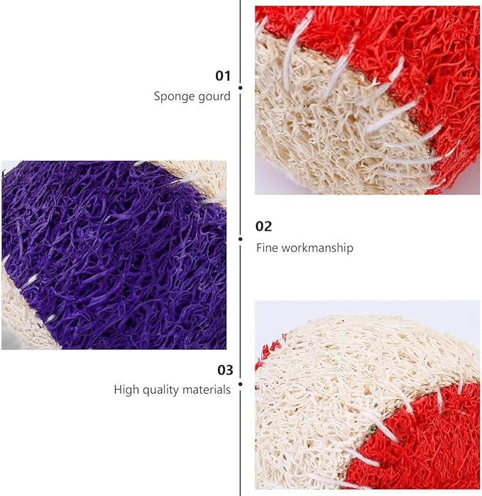 KALLORY 2pcs Pet Chew Loofah Tennis Balls Sturdy Puppy Chewing for Dog Training Interactive Play Supplies Random Color