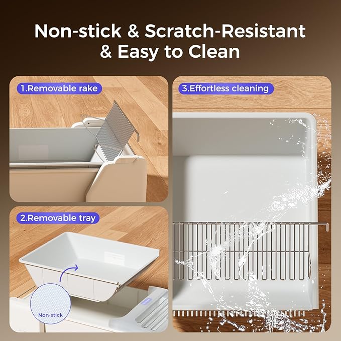 Self Cleaning Litter Box, 2026 Upgraded Open-Top Automatic Cat Litter Box for Multiple Cats, Weight Sensors Safety Protection/App Control/Odor Control/Easy Clean