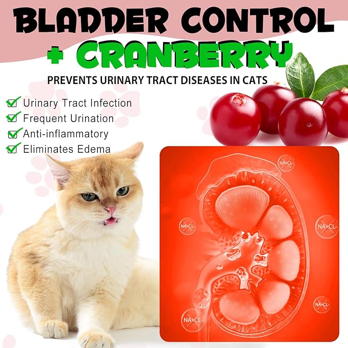 Urinary Tract for Cats, Natural Cat Urinary Tract Infection Treatment Drops Supports Bladder, Kidney Stone, Cat UTI, Cranberry Kidney Bladder Support Supplement, Chicken Flavor - 60ml / 2.02oz