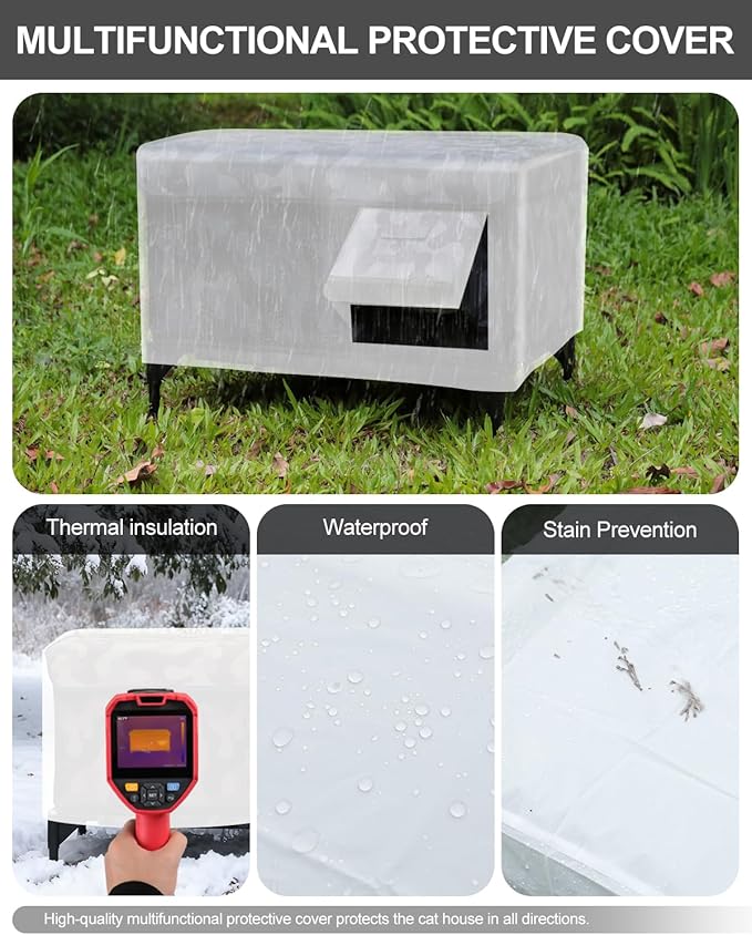 Heated Cat House for Outside,Dual Camera Mounts,100% Weatherproof & Extremely Insulated,Elevated Feral Cat Shelter with Escape Door,Waterproof Eaves for Outdoor Stray Barn Cat(Dark Camo,M)